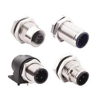 858-005-103RLU4 Norcomp M Series, 5 Pole Cable Mount M12 Connector Plug, with Male Contacts, IP67