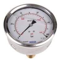 7656072 WIKA  Analogue Positive Pressure Gauge Back Entry 100bar, Connection Size G 1/2 RS Calibration