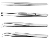 136-9875 RS Pro 4 piece Stainless Steel Tweezer Set with Various Contents