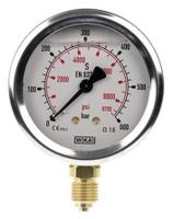9626977 WIKA  Analogue Positive Pressure Gauge Bottom Entry 600bar, Connection Size G 1/4