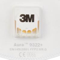 3M-Aura-9322- 3M Aura™ 9300+ Series Disposable Respirator for General Purpose Protection, FFP2, Valved, Fold Flat, 10 per Package3M