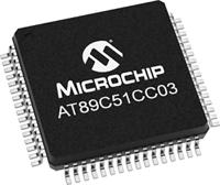 AT89C51CC03CA-RDTUM Microchip , 8bit 80C51 Microcontroller, 40MHz, 64 kB Flash, 64-Pin VQFP