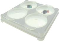 MB10-04A Licefa 4 Cell Transparent Plastic Compartment Box, 10mm x 75mm x 75mm