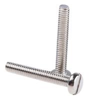 482-8509 Slot Pan Head Machine Screw Brass Nickel Plated, M2.5, 25mm