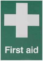RS PRO Vinyl Polyester Green, White First Aid Sign, H210mm W148mm