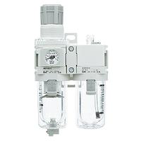 SMC 1/2 in Filter Regulator Lubricator, 5μ Filtration Size Integrated Pressure Gauge