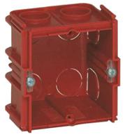 0-801-41 Legrand Batibox Red Plastic Back Box, NF, IP00, Flush Mount, 1 Gangs