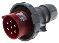 893-7963 RS Pro Optima Seven Series, IP66, IP67 Red Cable Mount 6P+E Industrial Power Plug, Rated At 32A, 380 → 415 V