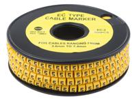 812-0950 RS Pro Slide On Cable Marker, Pre-printed 5 Black on Yellow 3.6 → 7.4mm Dia. Range