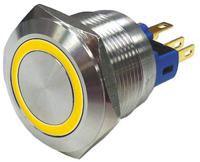 811-8522 SPDT On-On Push Button Switch, IP65, IP67, 22 (Dia.)mm, Panel Mount Yellow LED, 250V ac