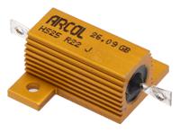 HS25-R22-J Arcol HS25 Series Aluminium Housed Axial Wire Wound Panel Mount Resistor, 220mΩ ±5% 25W