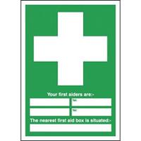 RS PRO Vinyl Polyester Green, White First Aid Sign, H297mm W297mm