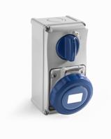 214-4260 RS PRO IP67 Blue Wall Mount 2P+E Vertical Industrial Power Socket, Rated At 16A, 230 V
