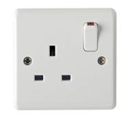 ASP2346 Contactum White 1 Gang Switched Electrical Socket, Type G - British, 13A, Wall Mount, IP2X, 2 Poles