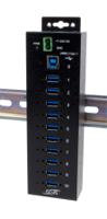 Exsys 10 Port USB 3.2  Hub, Terminal Connector Powered, 198 x 55 x 30mm