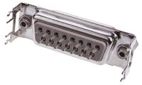 7-1393740-1 TE Connectivity AMPLIMITE HD-20 Series, 15 Way Through Hole PCB D-sub Connector Socket, 2.74mm Pitch