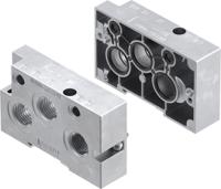 Festo NEV series 3 station G 1/2, G 1/8 Manifold End Base for use with Solenoid/Pneumatic Valves, 161104