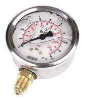 9626829 WIKA  Analogue Positive Pressure Gauge Bottom Entry 10bar, Connection Size G 1/4
