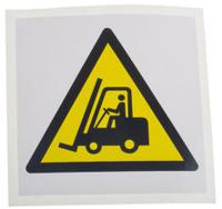 KL-0032 Warning: Forklift Trucks/Industrial Vehicles Sign with Pictogram Only Vinyl, 100 x 100mm Hazard Warning