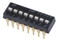 C & K 8 Way Through Hole DIP Switch SPST, Extended Actuator